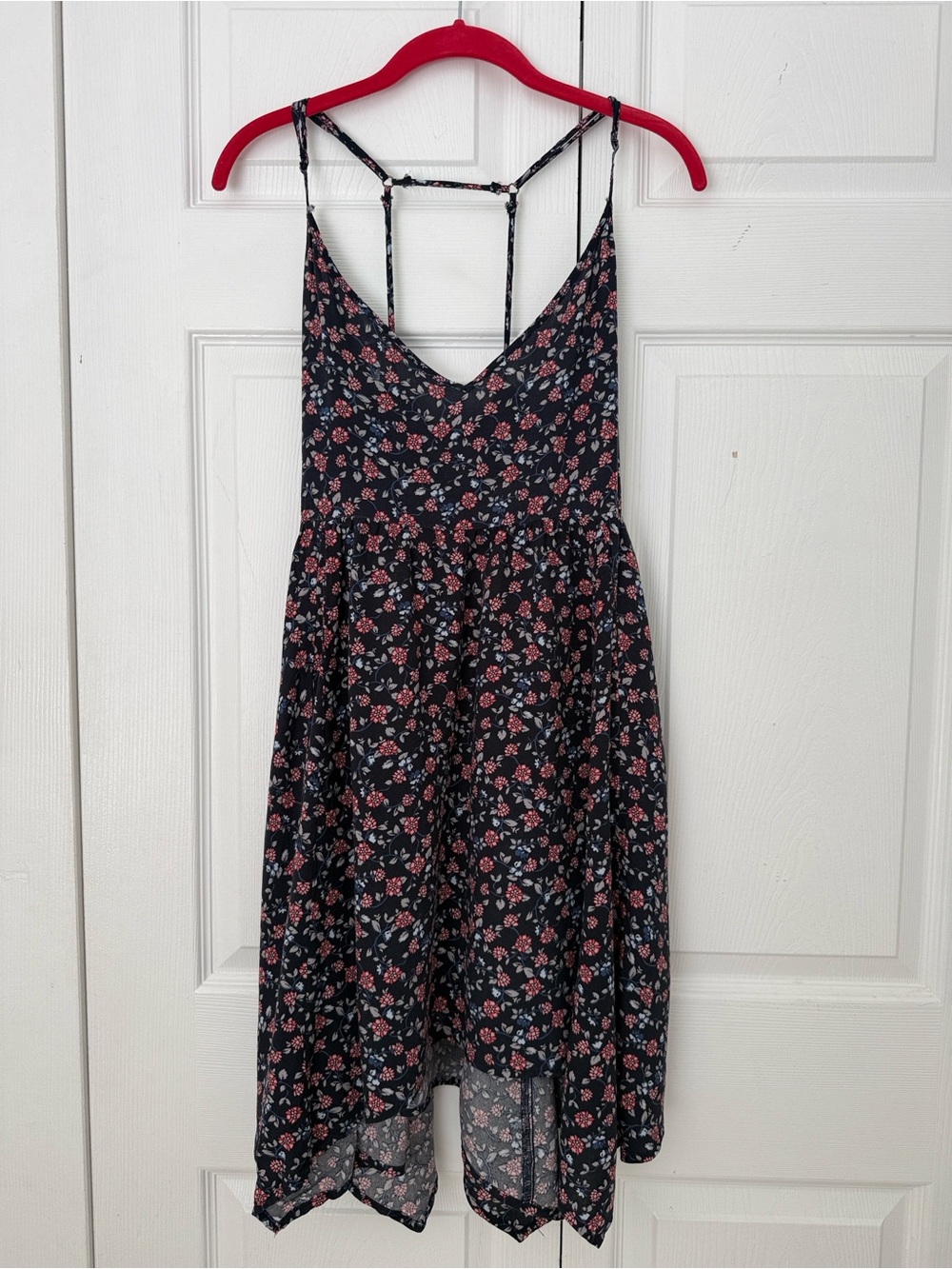Hollister Black Floral Spaghetti-Strap High-Low Dress size S
